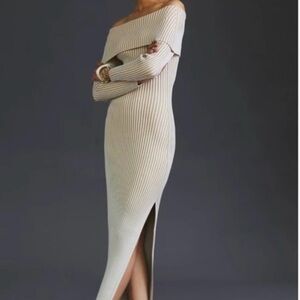 Anthropologie Beige and White Striped Garment